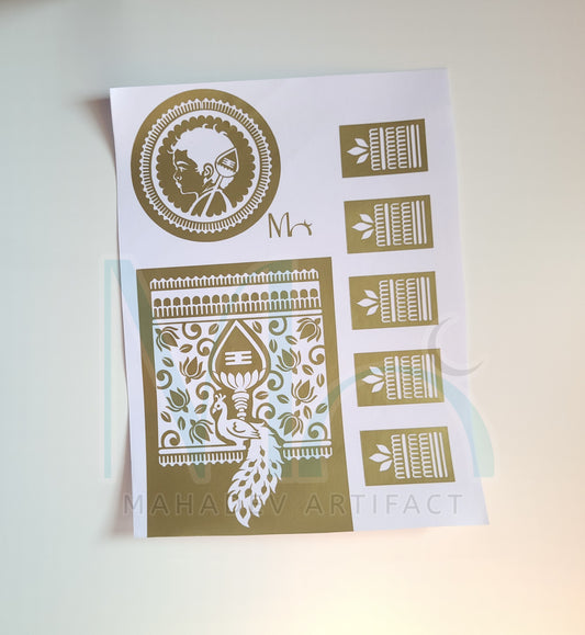 Mahadev Artifact Murugar Peacock Henna Mehndi Stencil – Single Hand | Single Use