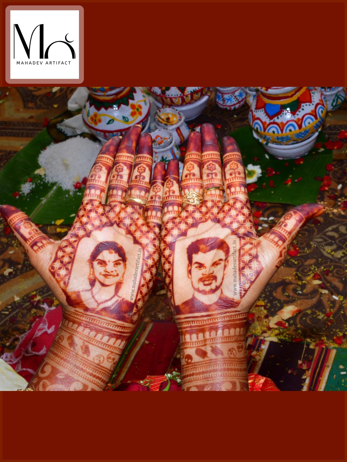 Bridal Face Portrait Henna Stencil | Single Hand | Single Use