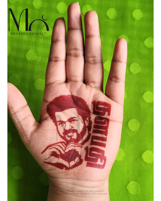 Thalapathy Heart Pose Henna stencil