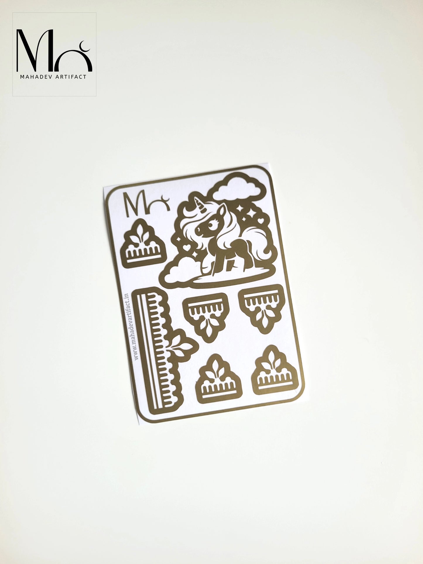Unicorn & Clouds KID Mehndi stencil | Single Hand | Single Use