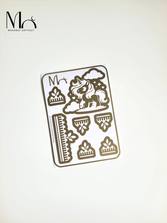 Unicorn & Clouds KID Mehndi stencil | Single Hand | Single Use