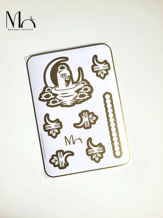 Shiva Linga with Lotus & Water Henna Stencil | Single Hand | Single Use