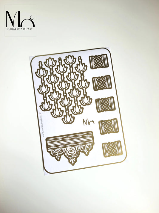 Lotus dot line Stencil | Single Hand | Single Use